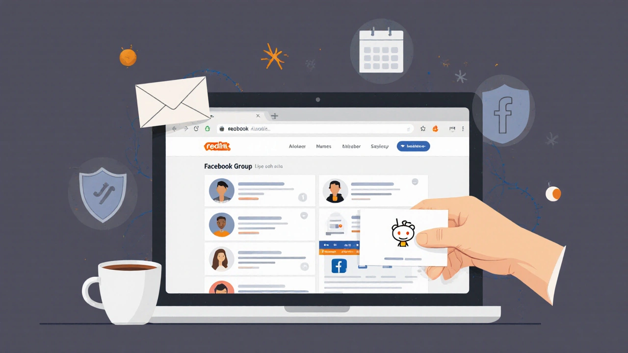 A cash envelope next to a laptop showing verified escort profiles and safety symbols.