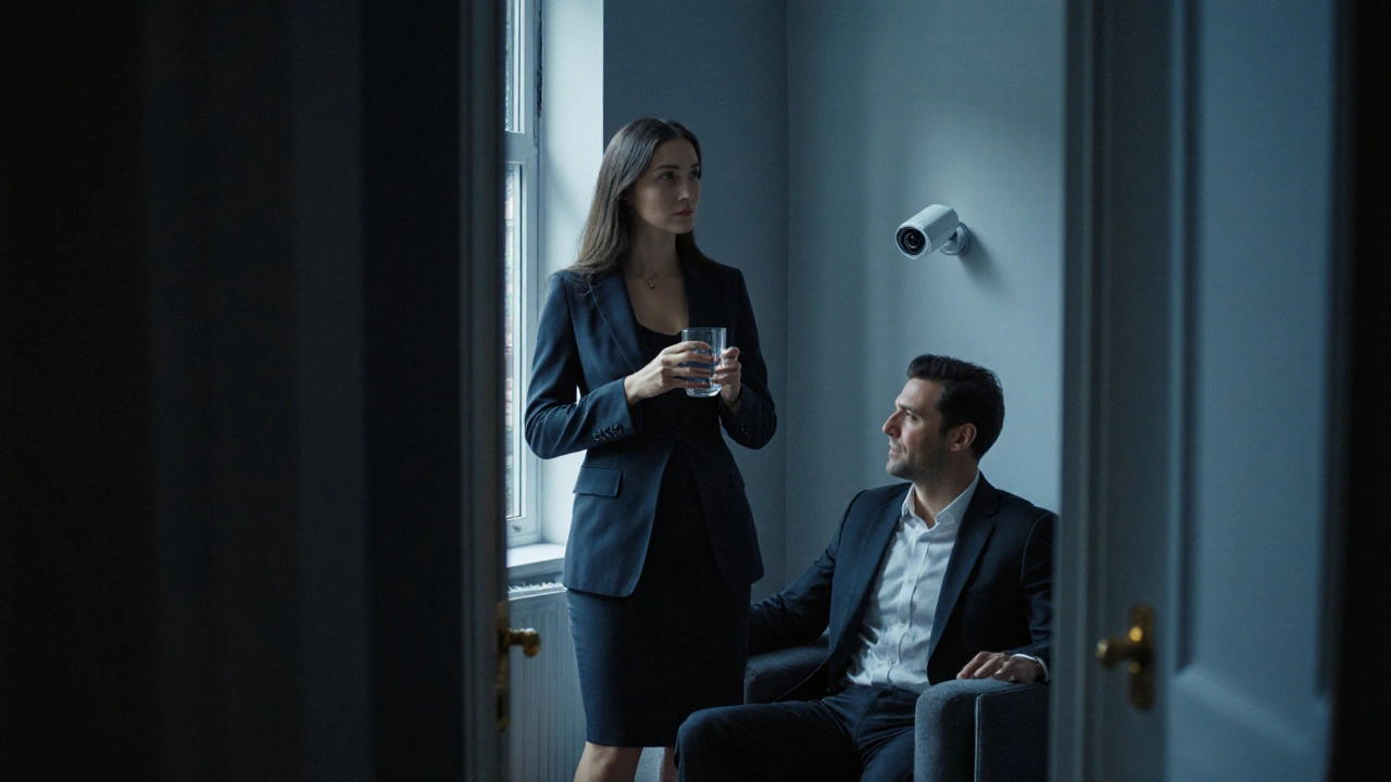 A professional woman and client talking comfortably in a modern North London apartment.