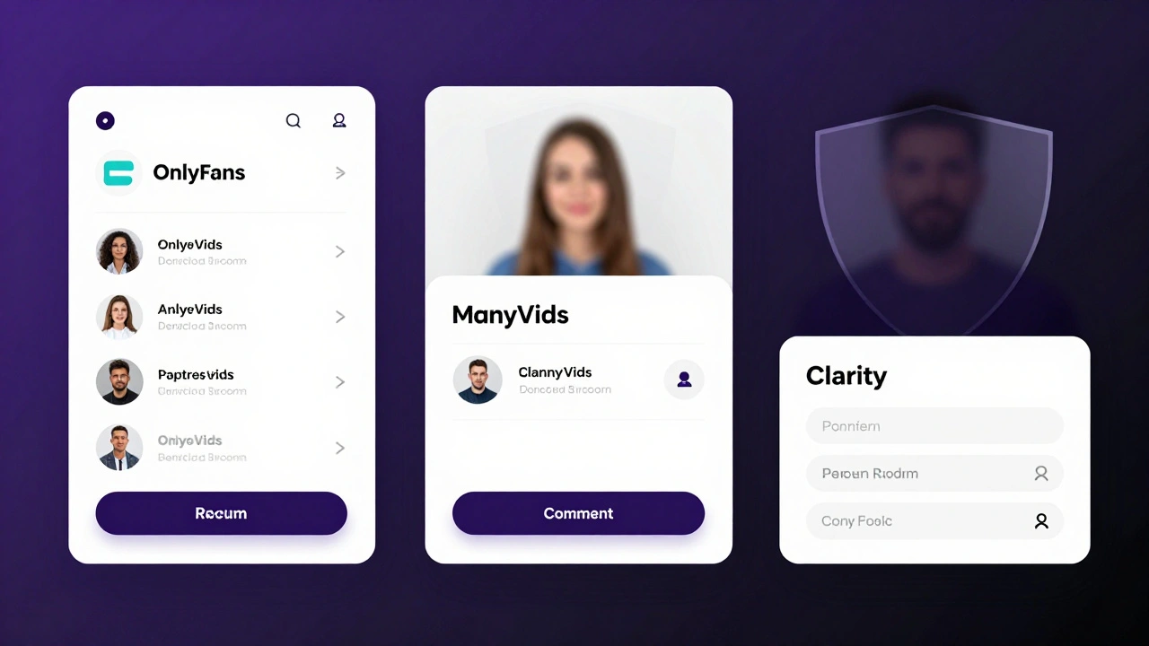 Three verified digital platforms with privacy shields protecting user profiles and transactions.